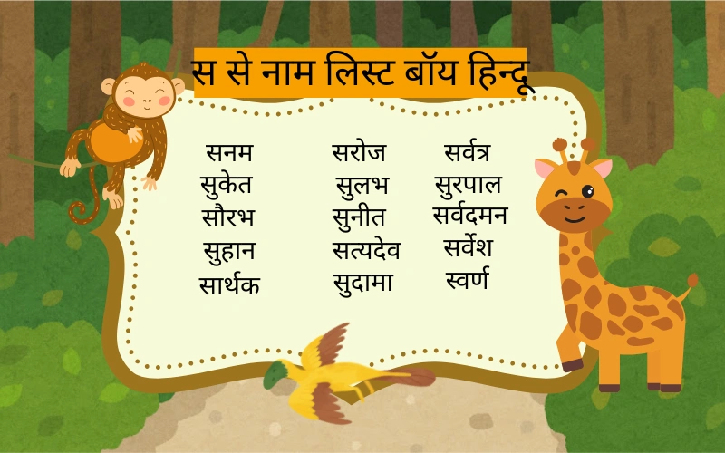 स से नाम लिस्ट बॉय हिन्दू